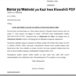 Barua ya Maombi ya Kazi kwa Kiswahili PDF