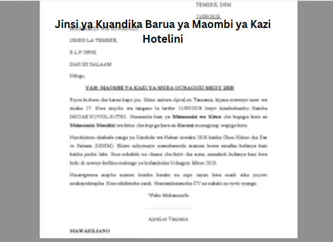 Jinsi ya Kuandika Barua ya Maombi ya Kazi Hotelini