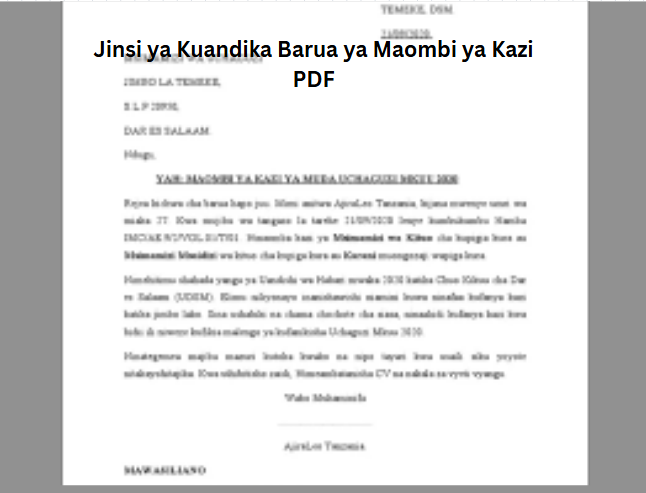 Jinsi ya Kuandika Barua ya Maombi ya Kazi PDF