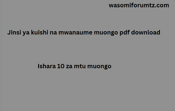 Jinsi ya kuishi na mwanaume muongo pdf download