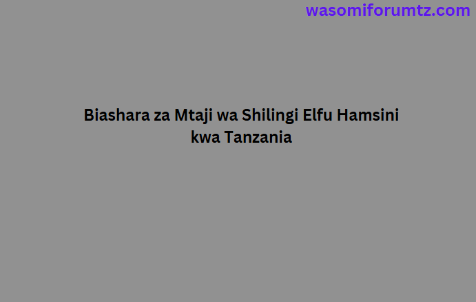 Biashara za Mtaji wa Shilingi Elfu Hamsini kwa Tanzania