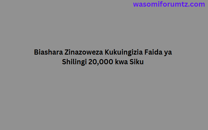 Biashara Zinazoweza Kukuingizia Faida ya Shilingi 20,000 kwa Siku